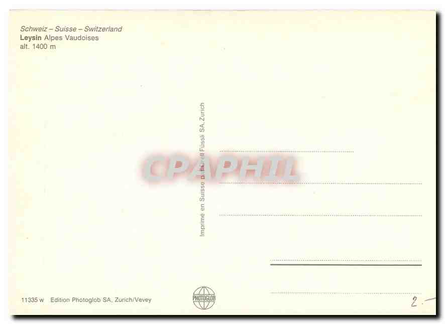CPM Switzerland Leysin Alpes Vaudoises  — Rückseite