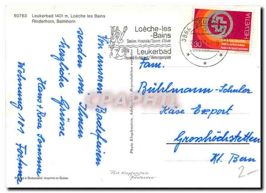 CPM Leukerbad Loeche les Bains Rinderhorn Balmhorn  — Back