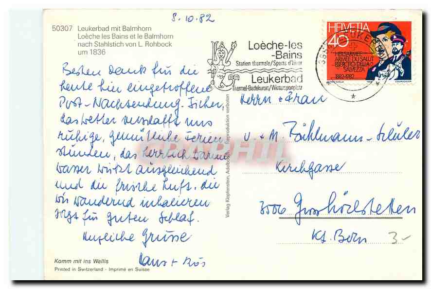 CPM Leukerbad mit Balmhorn Loeche les Bains et le Balmhorn  — Back