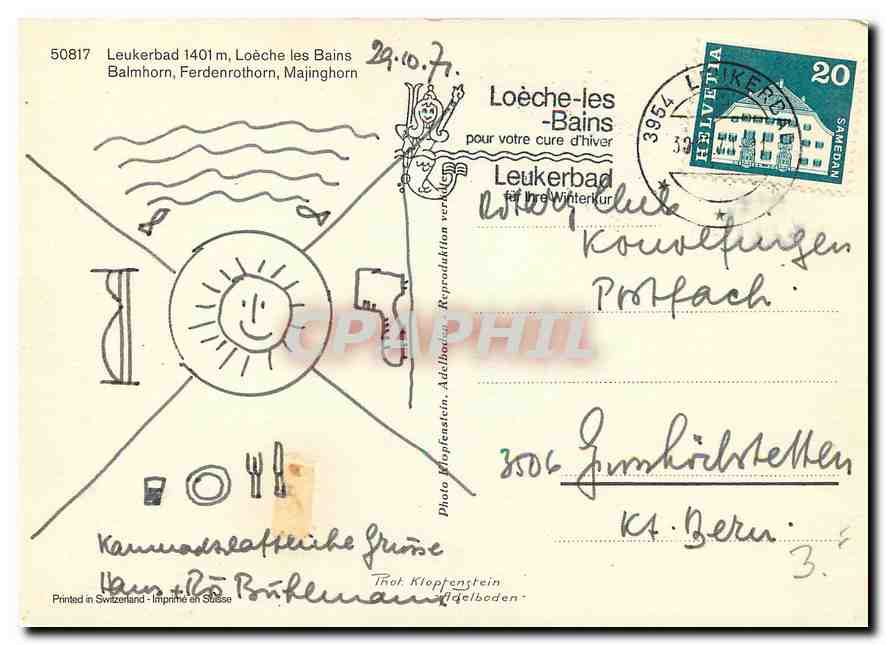 CPM Leukerbad Loeche les Bains Balmhorn Ferfernrothorn Majinghorn  — Back