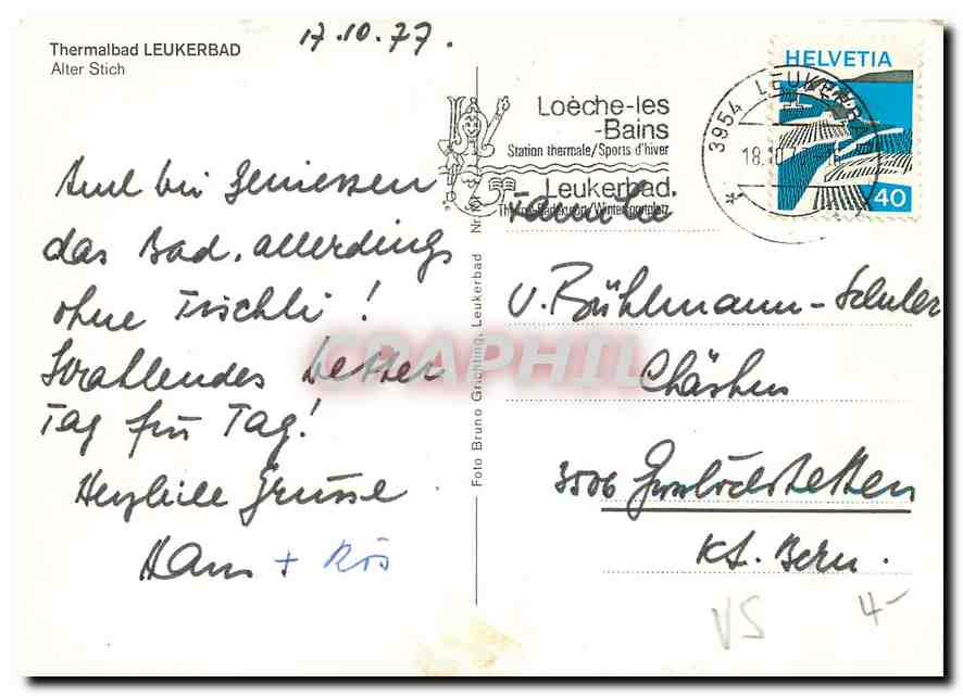 CPM Thermalbad Leukerbad Alter Stich  — Back