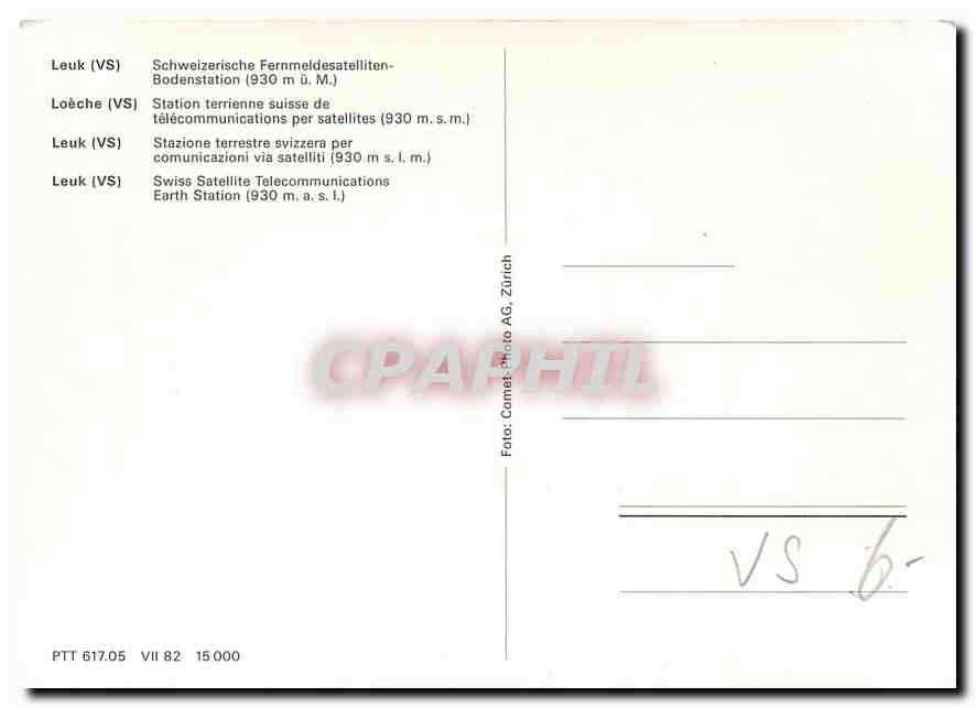 CPM Loeche VS Station terrienne suisse de telecommunications per satellites  — Rückseite