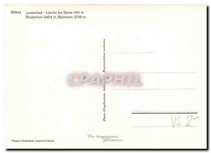 CPM Leukerbad Loeche les Bains Rinderhorn Balmhorn  — Rückseite