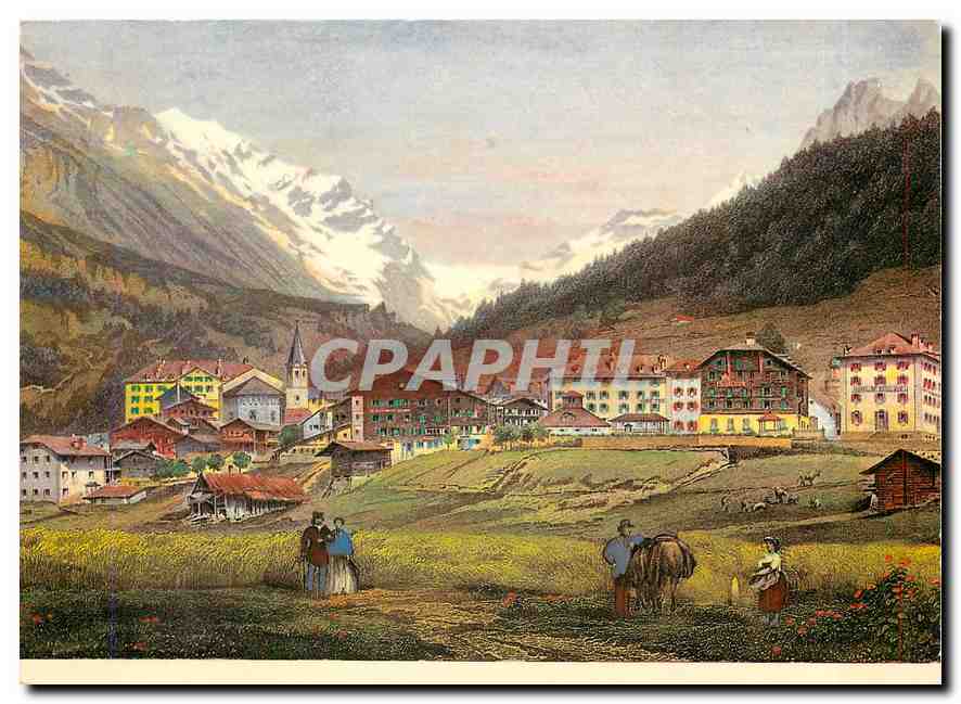 CPM Leukerbad mit Balmhorn Loeche les Bains et le Balmhorn nach Stahlstich von Rohbock 