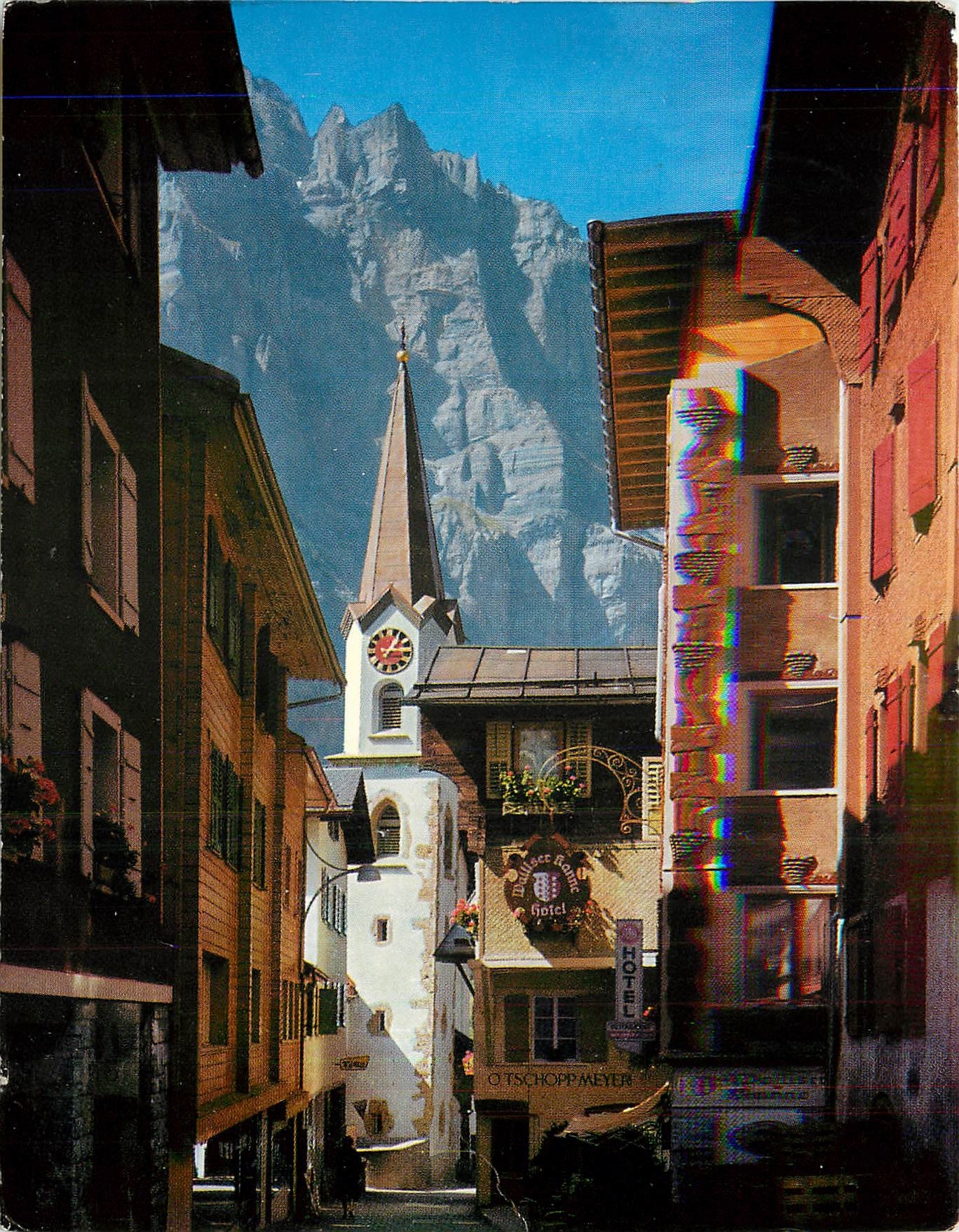 CPM Leukerbad Loeche les Bains Dorfstrasse mit Leeshorner 