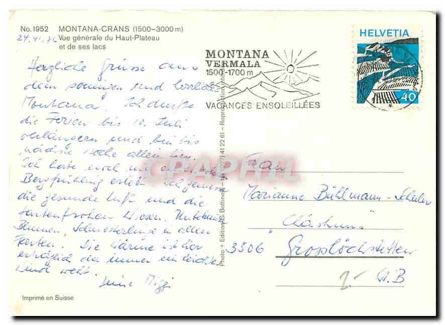CPM Montana Crans Vue generale du Haut Platesu et des ses lacs  — Back