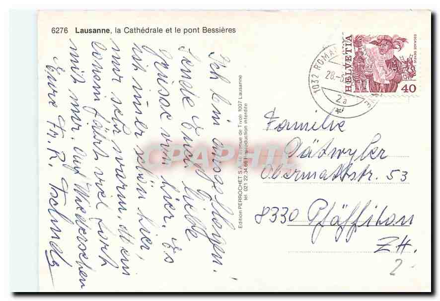CPM Lausanne la Cathedrale et le pont Bessieres  — Rückseite