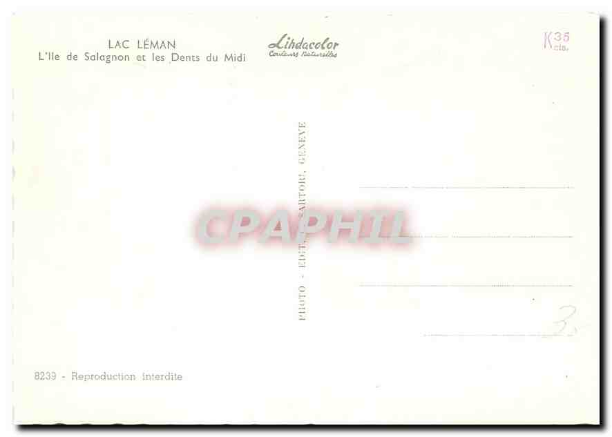 CPM Lac Leman L'lle de Salagnon et les Dents du Midi  — Back