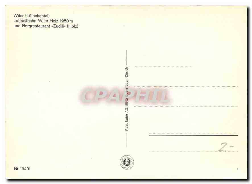 CPM Lotschental Wallis Luftseilbahn Wiler Holz und Bergrestaurant Zudili Holz  — Back