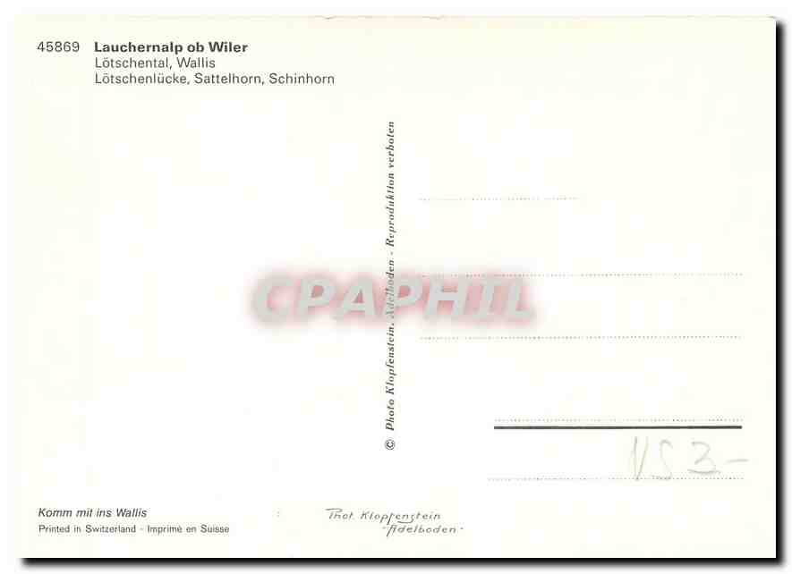 CPM Lauchernalp ob Wiler Lotschental Wallis Lotschenlucke Sattelhorn Schinhorn  — Rückseite
