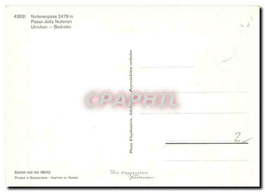 CPM Nufenenpass Passo della Nufenen Ulrichen Bedretto  — Rückseite