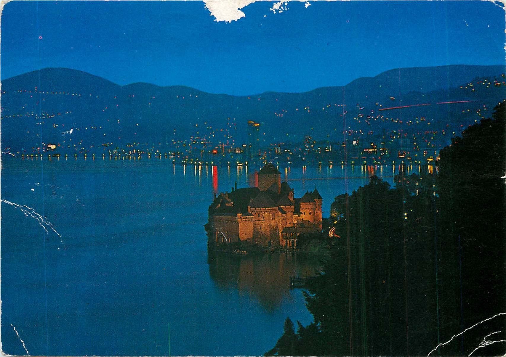 CPM Montreux Clarens Vue nocturne du Chateau de Chillon 
