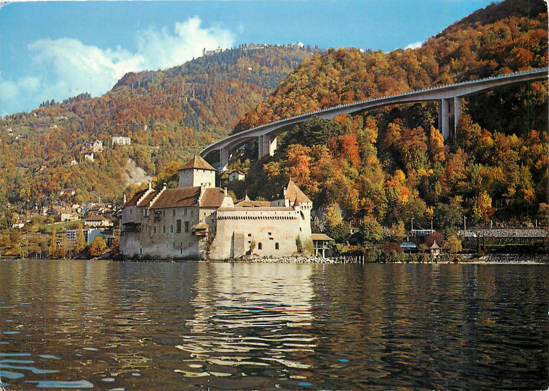 CPM Montreux Chateu de Chillon et autoroute du Leman 