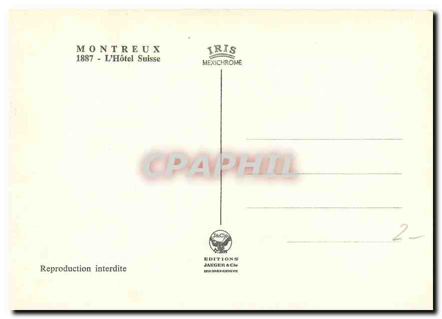 CPM Montreux L'Hotel Suisse  — Rückseite