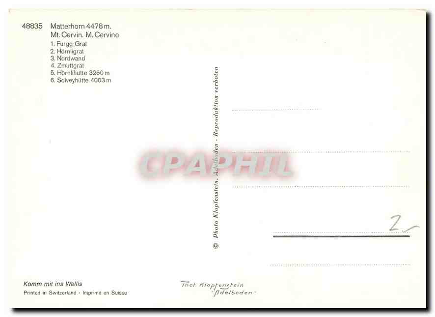 CPM Matterhorn Mr Cervin M Cervino  — Back