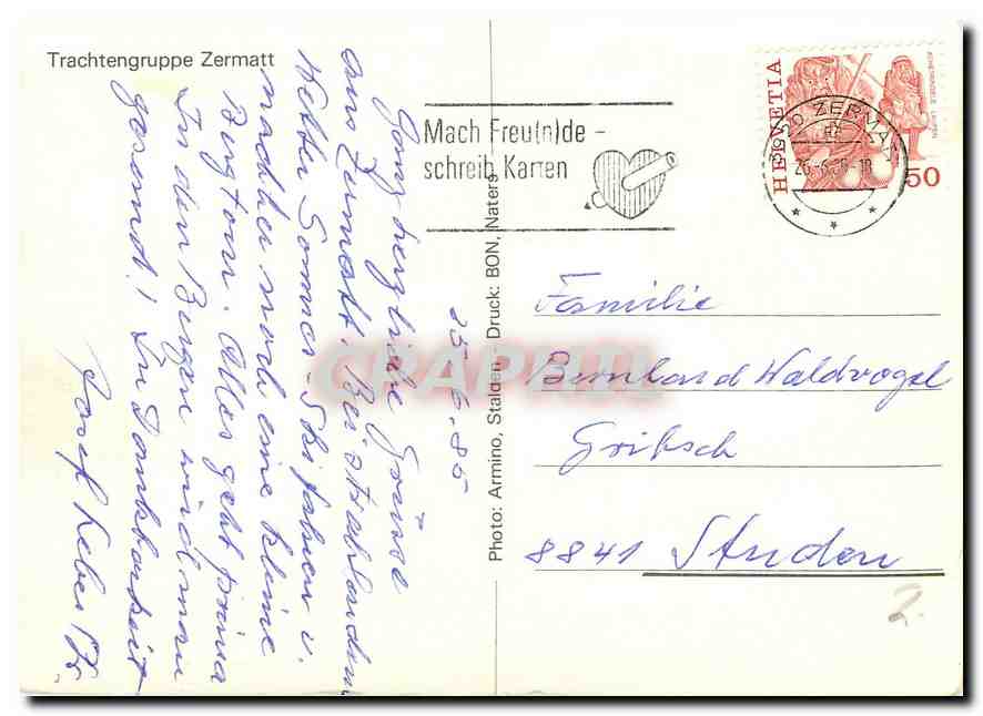 CPM Trachtengruppe Zermatt  — Rückseite