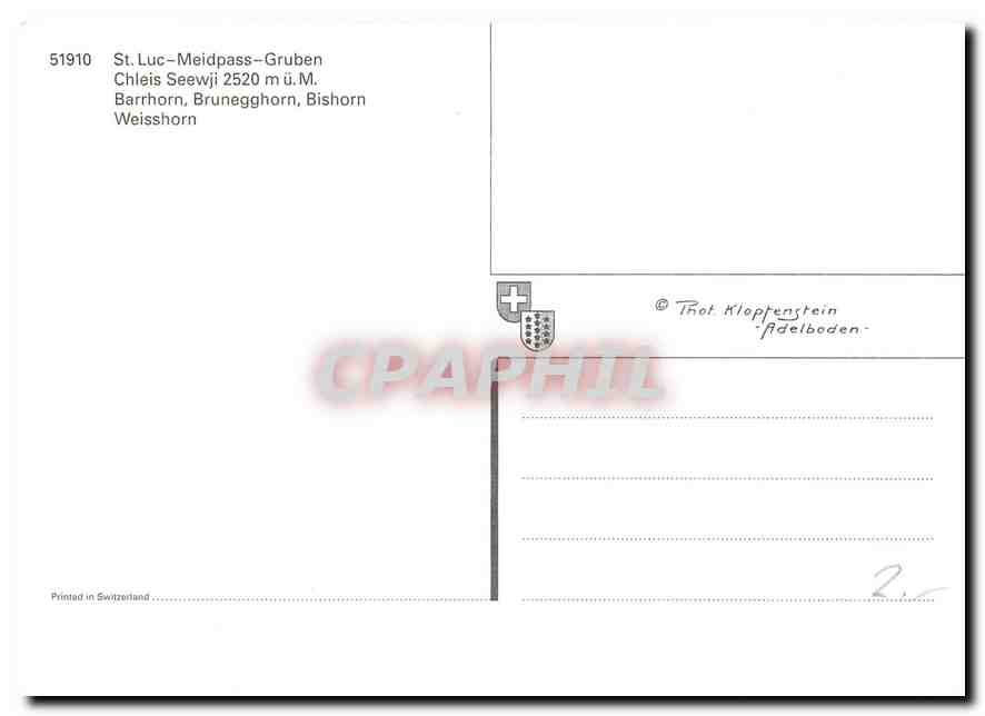 CPM St Luch Meidpass Gruben Chleis Seewji Barrhorn Brunegghorn Bishorn Weisshorn  — Back