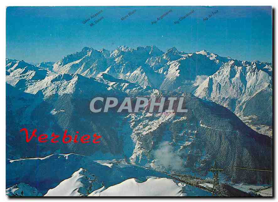 CPM Verbier Suisse Vue sur les champs de ski de Bruson et le massif du Mont Blanc 