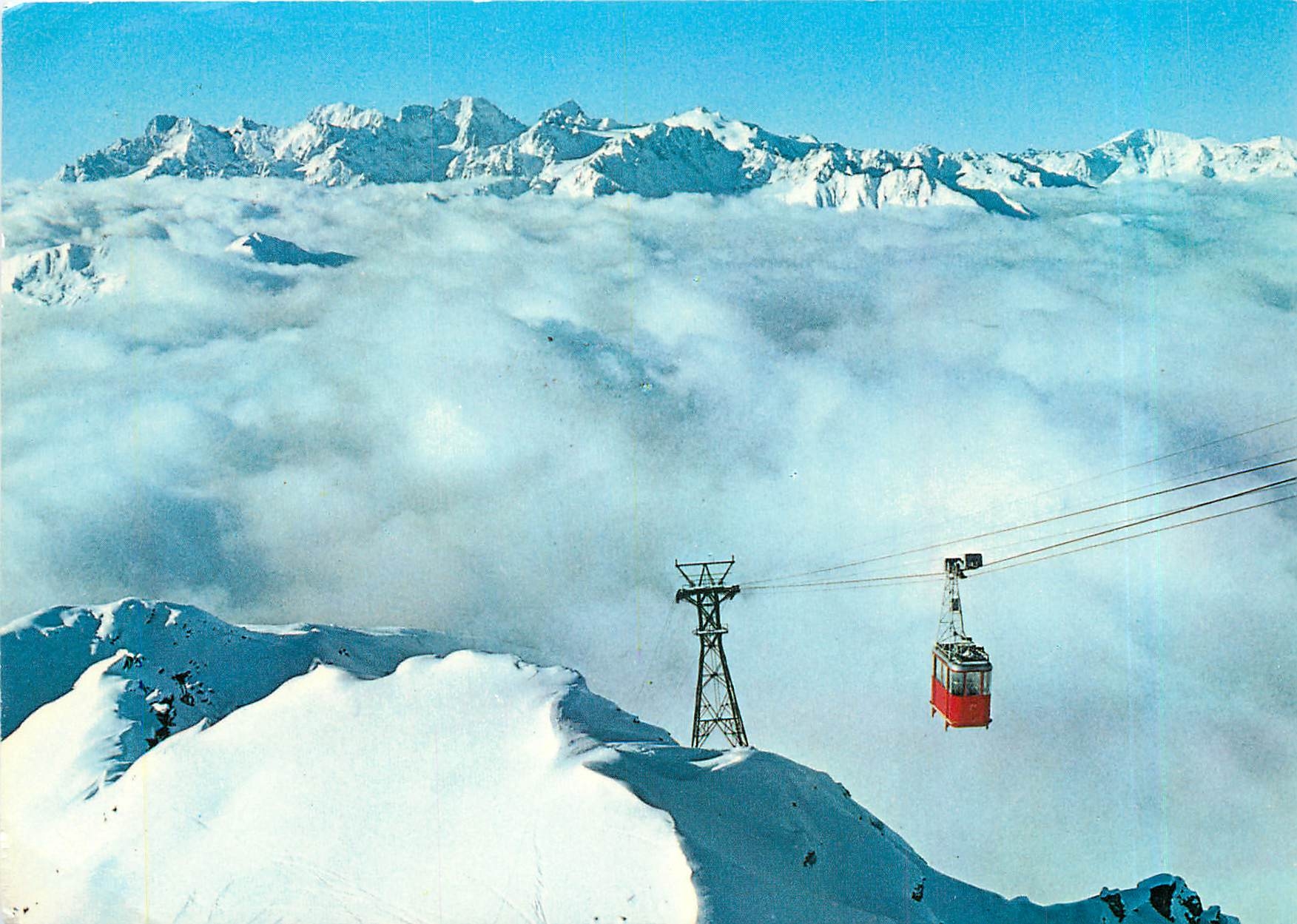 CPM Telepherique des Attelas Verbier et la mer de brouillard Au fond le massif du Trient 