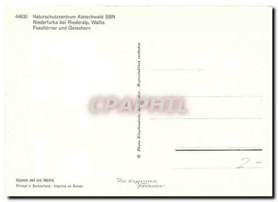 CPM Naturschtzzentrum Aletschwald SBN Riederfurka bei Riederalp Wallis  — Rückseite