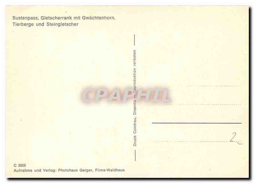 CPM Sustenpass Gletscherrank mit Gwachtenhorn Tierberge und Steingletscher  — Rückseite