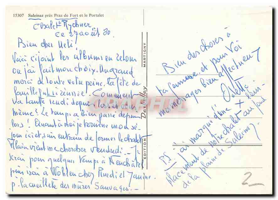 CPM Saleinaz pres Praz de Fort et le Portalet  — Rückseite