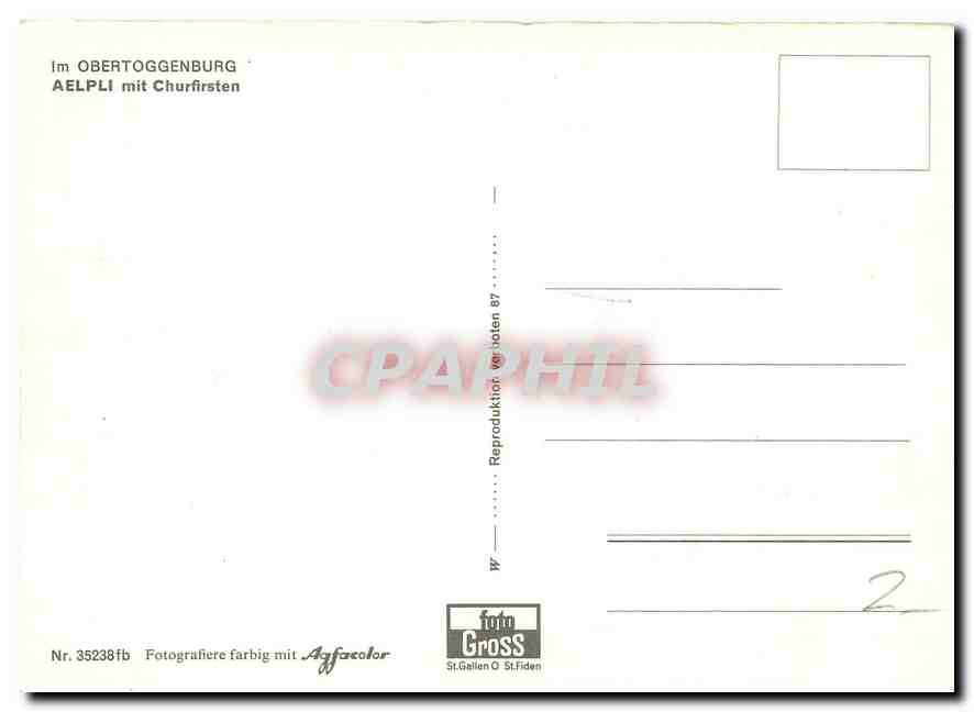 CPM Im Obertoggenburg Aelpli mit Churfirsten  — Rückseite