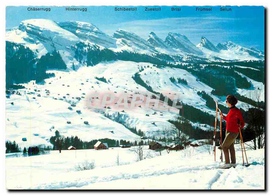 CPM Obertoggenburg Schweiz Blick von Wildhaus Die Churfirsten Iltios und Sellamatt 