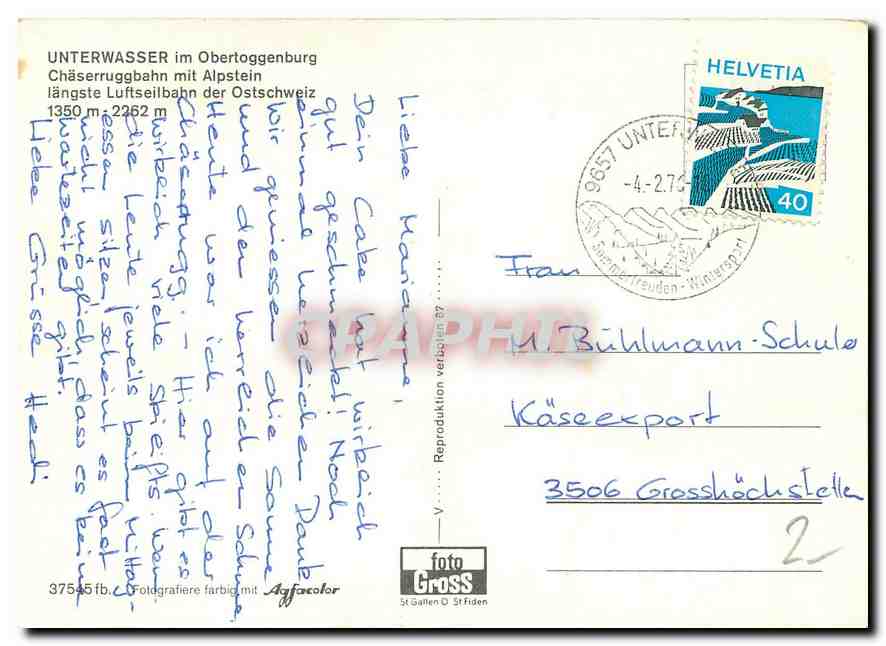 CPM Chaserruggbahn Unterwasser im Obertoggenburg  — Rückseite