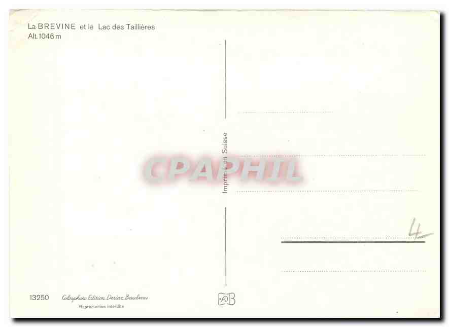 CPM La Brevine et le Lac des Taillieres  — Rückseite