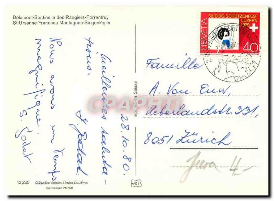 CPM Jura Delemont Sentinelle des Rangiers Porrentruy St Ursanne Franches Montagnes Saignelegier  — Rückseite
