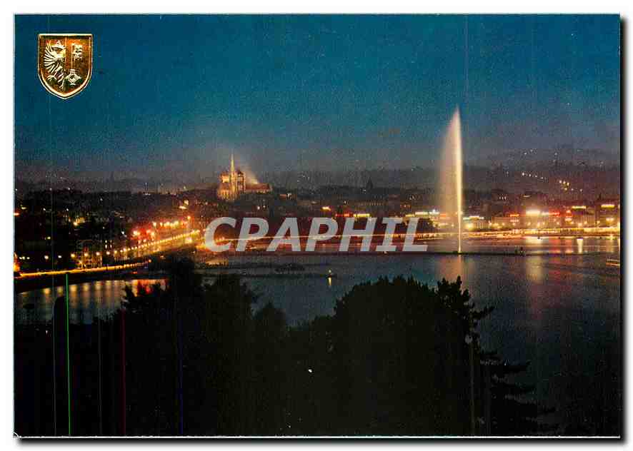 CPM Geneve La ville au Crepuscule 