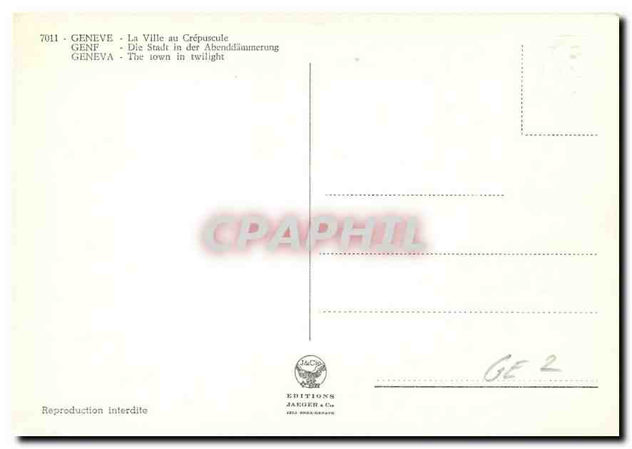 CPM Geneve La ville au Crepuscule  — Rückseite