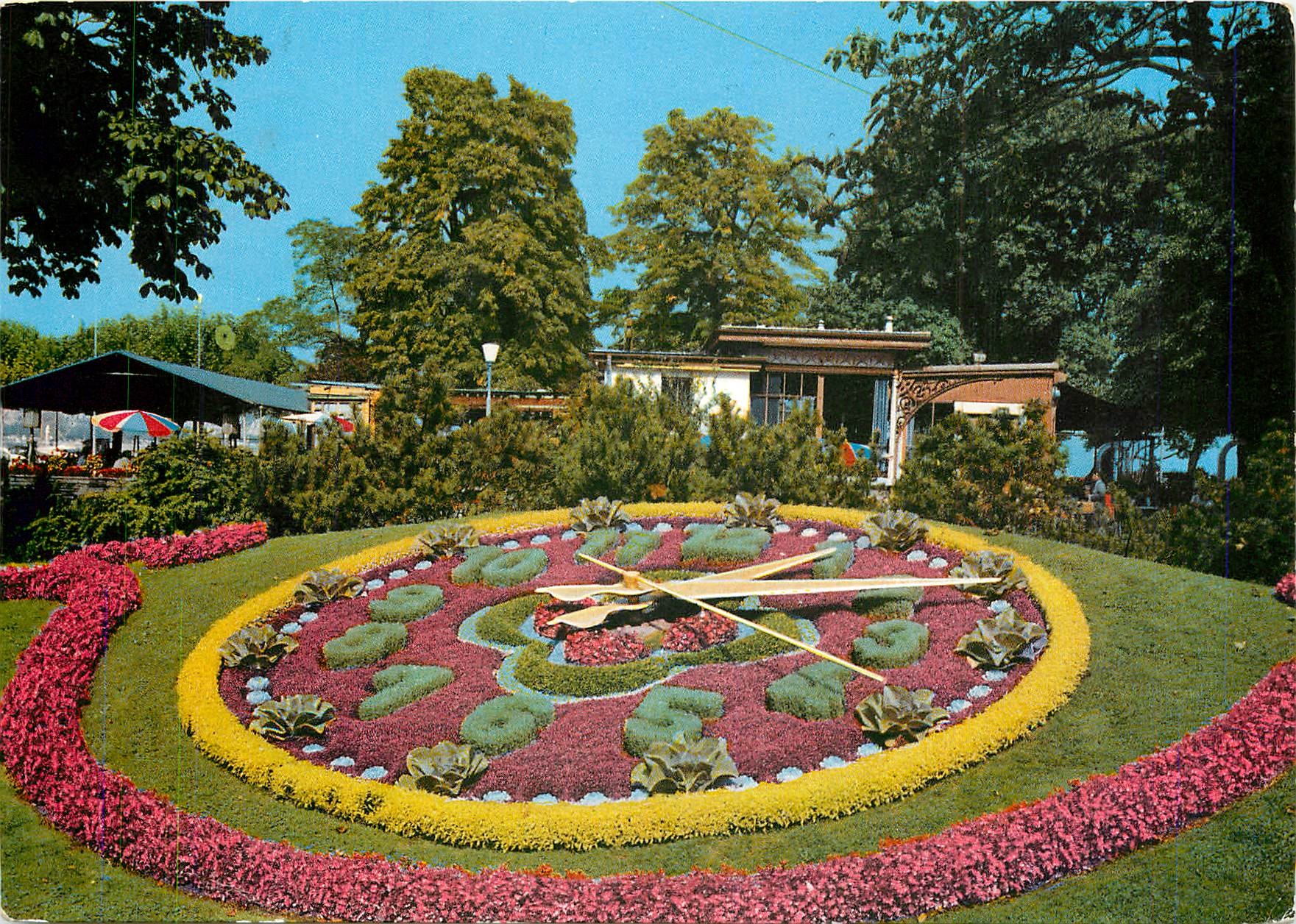 CPM Geneve L'horloge Fleurie et la Potiniere 