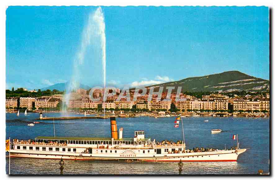 CPM Geneve Le jet d'eau et le Mont Blanc 