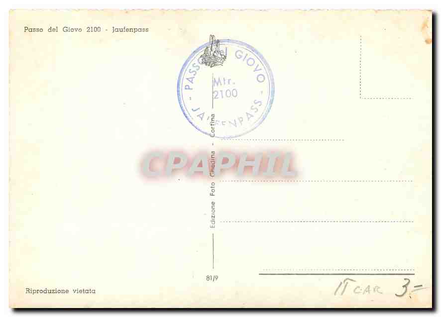 CPM Passo del Giovo 2100 Jaufenpass Autobus — Rückseite