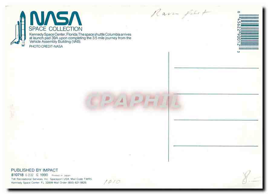 CPM Kennedy Space Center Florida. The space shuttle Columbia arrives at launch pad 39A upon completi — Rückseite