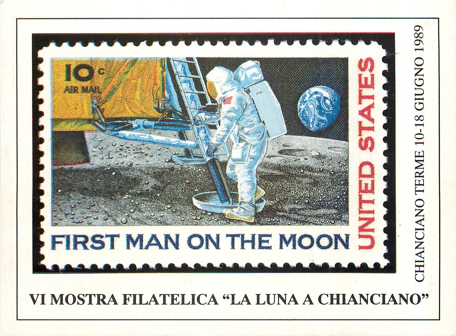 CPM First Man on the Moon United States Vi Mostra Filatelica La Luna a Chianciano 