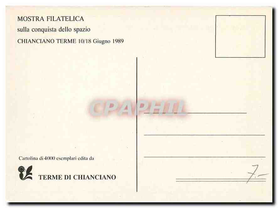 CPM First Man on the Moon United States Vi Mostra Filatelica La Luna a Chianciano  — Rückseite