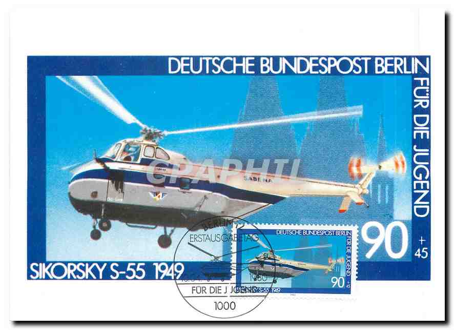 CPM Sikorsky S 55 1949 Deutsche Bundespost Berlin fur die Jugend 