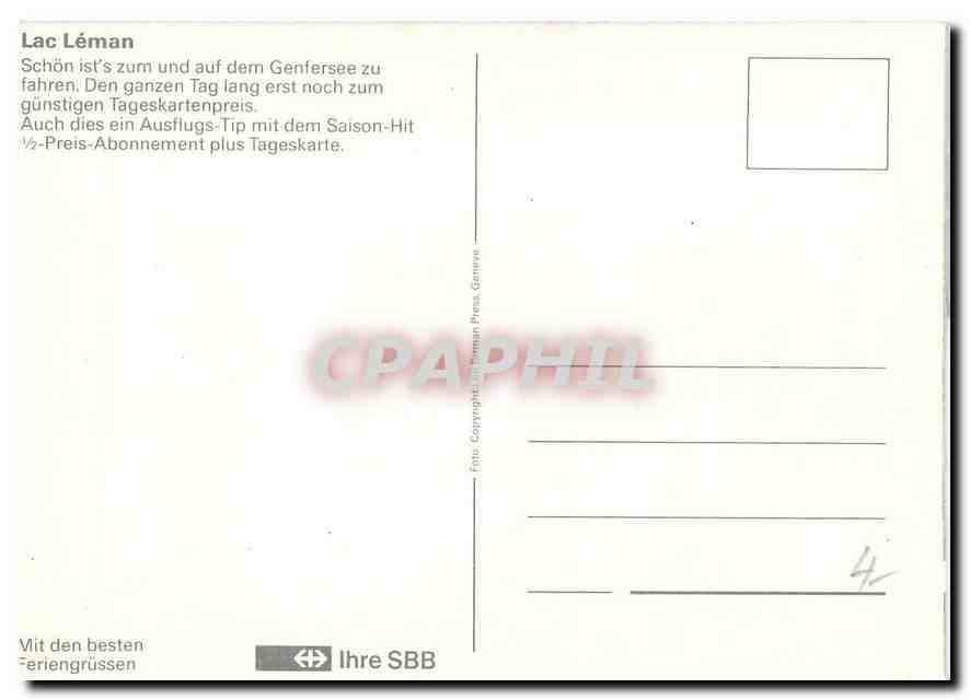 CPM Lac Leman Schon ists zum und auf dem Genfersee zu fahren  Bateau — Rückseite