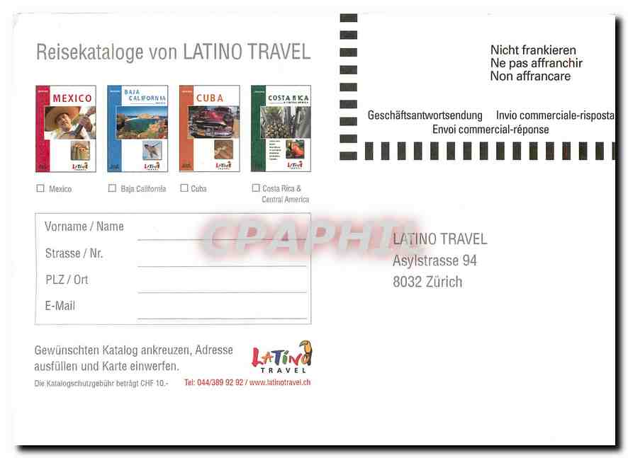 CPM Reisekataloge von Latino Travel  — Verso