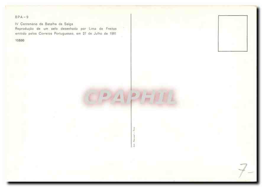 CPM Centenario da Batalha da Salga Acores Portvgal  — Back