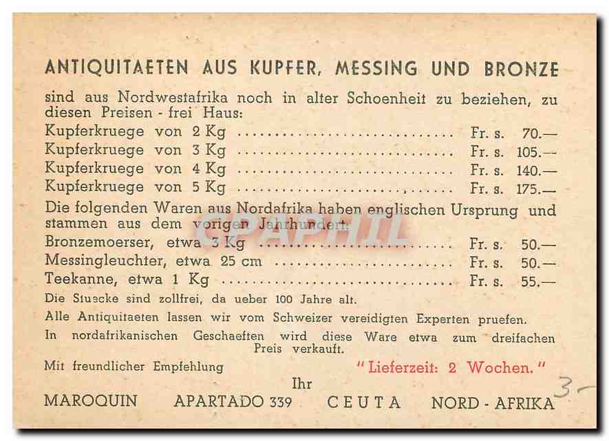 CPM Antiquitaeten aus Kupfer Messing und Bronze  — Verso