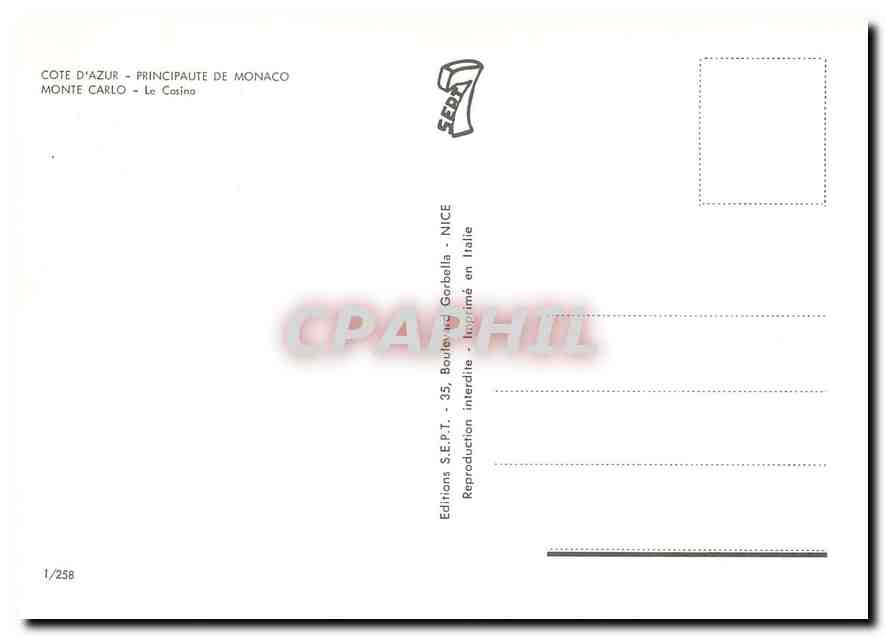 Das Casino von Monte-Carlo — Fürstentum Monaco — Editions S.E.P.T. - Nice — Rückseite