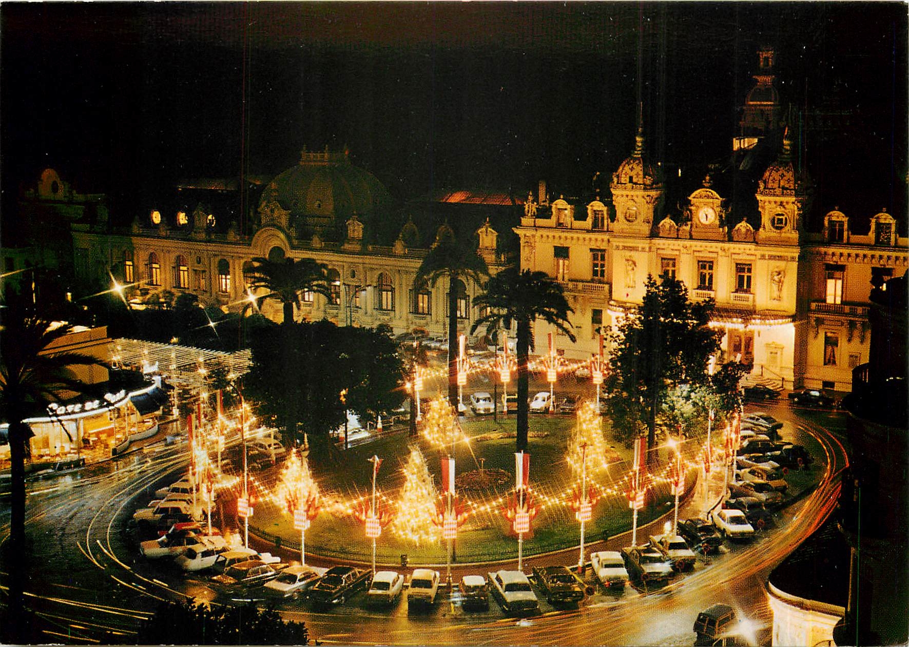CPM Monte Carlo Le Casino et le Cafe de Paris Illumine a Giorno 