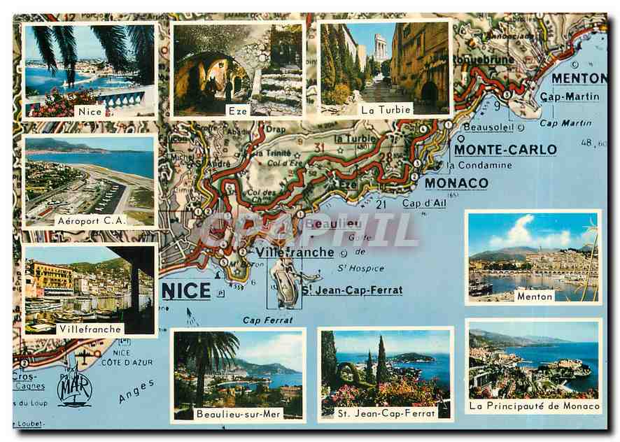 CPM La Cote d'Azur Menton Principaute de Monaco La Turbie Eze St Jean Cap Ferrat Beaulieu Villefranc