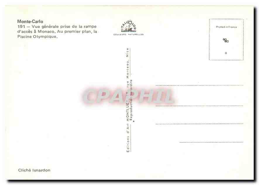 CPM Monte Carlo Vue generale prise de la rampe d'Acces a Monaco  — Rückseite