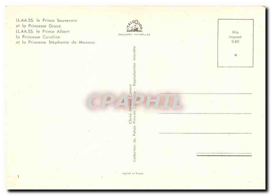 La famille du Prince Albert de Monaco — Collection du Palais Princier — éditeur Couleurs Naturelles — Rückseite