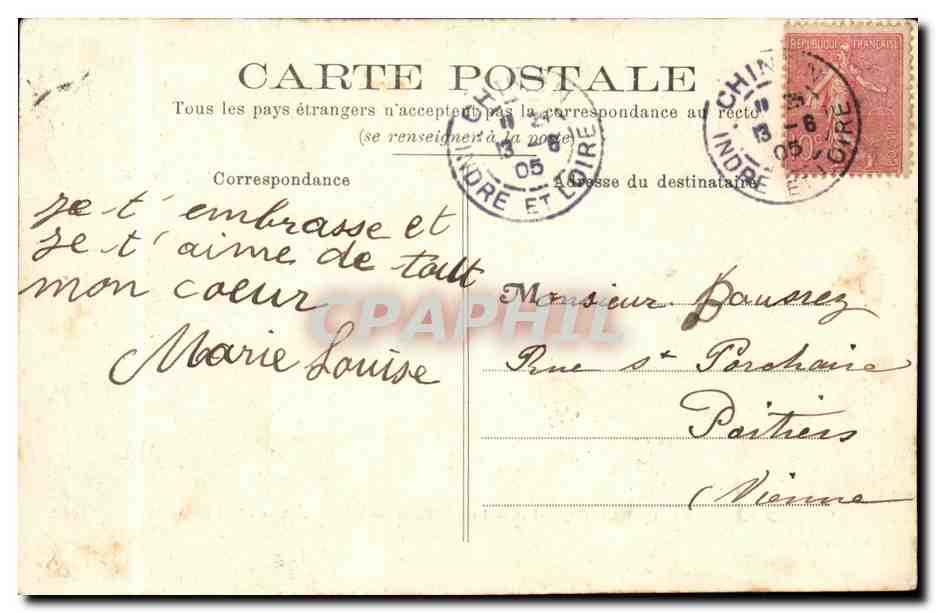 Montsoreau CPA Le chateau Panorama sur la Loire — Rückseite